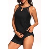 image:imageTalisea Womens Tankini Swimsuits with Shorts  2 Piece Bathing Suits with Pocket Boyshorts Blouson Tummy Control SwimwearBlack