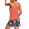 image:imageTalisea Womens Tankini Swimsuits with Shorts  2 Piece Bathing Suits with Pocket Boyshorts Blouson Tummy Control SwimwearCoral Pink Leaf