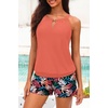 image:imageTalisea Womens Tankini Swimsuits with Shorts  2 Piece Bathing Suits with Pocket Boyshorts Blouson Tummy Control SwimwearCoral Pink Leaf