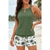image:imageTalisea Womens Tankini Swimsuits with Shorts  2 Piece Bathing Suits with Pocket Boyshorts Blouson Tummy Control SwimwearGreen Palm Tree