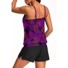 image:imageTalisea Womens Tankini Swimsuits with Shorts  2 Piece Bathing Suits with Pocket Boyshorts Blouson Tummy Control SwimwearPurple Leaves