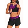 image:imageTalisea Womens Tankini Swimsuits with Shorts  2 Piece Bathing Suits with Pocket Boyshorts Blouson Tummy Control SwimwearPurple Leaves