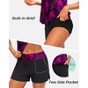 image:imageTalisea Womens Tankini Swimsuits with Shorts  2 Piece Bathing Suits with Pocket Boyshorts Blouson Tummy Control SwimwearPurple Leaves