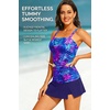 image:imageTalisea Womens Two Piece Tankini Bathing Suits with Skirt Tummy Control Swimsuits Ladies SwimwearBlue Purple Leaves