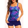 image:imageTalisea Womens Two Piece Tankini Bathing Suits with Skirt Tummy Control Swimsuits Ladies SwimwearBlue Purple Leaves