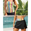 image:imageTalisea Womens Two Piece Tankini Bathing Suits with Skirt Tummy Control Swimsuits Ladies SwimwearColorful Striped