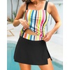 image:imageTalisea Womens Two Piece Tankini Bathing Suits with Skirt Tummy Control Swimsuits Ladies SwimwearColorful Striped