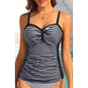 image:imageTalisea Womens Underwire Tummy Control Swimsuit Top with Push Up  No Bottom IncludedBlack Striped