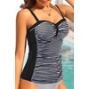 image:imageTalisea Womens Underwire Tummy Control Swimsuit Top with Push Up  No Bottom IncludedBlack Striped