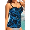 image:imageTalisea Womens Underwire Tummy Control Swimsuit Top with Push Up  No Bottom IncludedBlue Black Leaves