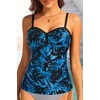 image:imageTalisea Womens Underwire Tummy Control Swimsuit Top with Push Up  No Bottom IncludedBlue Black Leaves
