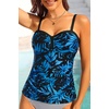 image:imageTalisea Womens Underwire Tummy Control Swimsuit Top with Push Up  No Bottom IncludedBlue Black Leaves