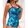 image:imageTalisea Womens Underwire Tummy Control Swimsuit Top with Push Up  No Bottom IncludedBlue Leaves
