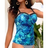 image:imageTalisea Womens Underwire Tummy Control Swimsuit Top with Push Up  No Bottom IncludedBlue Leaves