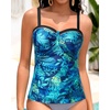 image:imageTalisea Womens Underwire Tummy Control Swimsuit Top with Push Up  No Bottom IncludedBlue Leaves
