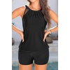 image:imageTankini Bathing Suits with Shorts  High Neck Tankini Swimsuits Two Piece with Two Side Pockets Tummy Control Swimwear 2025Black