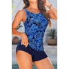 image:imageTankini Bathing Suits with Shorts  High Neck Tankini Swimsuits Two Piece with Two Side Pockets Tummy Control Swimwear 2025Blue Paisley