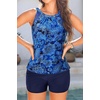 image:imageTankini Bathing Suits with Shorts  High Neck Tankini Swimsuits Two Piece with Two Side Pockets Tummy Control Swimwear 2025Blue Paisley