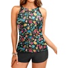 image:imageTankini Bathing Suits with Shorts  High Neck Tankini Swimsuits Two Piece with Two Side Pockets Tummy Control Swimwear 2025Colorful Floral