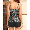 image:imageTankini Bathing Suits with Shorts  High Neck Tankini Swimsuits Two Piece with Two Side Pockets Tummy Control Swimwear 2025Colorful Floral