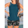 image:imageTankini Bathing Suits with Shorts  High Neck Tankini Swimsuits Two Piece with Two Side Pockets Tummy Control Swimwear 2025Green and Flower