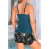 image:imageTankini Bathing Suits with Shorts  High Neck Tankini Swimsuits Two Piece with Two Side Pockets Tummy Control Swimwear 2025Green and Flower