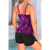 image:imageTankini Bathing Suits with Shorts  High Neck Tankini Swimsuits Two Piece with Two Side Pockets Tummy Control Swimwear 2025Purple Leaf