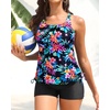 image:imageTankini Swimsuits with Shorts  Two Piece Tummy Control Bathing Suit Side Tie Top with Boy Short BottomMulti Floral