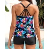 image:imageTankini Swimsuits with Shorts  Two Piece Tummy Control Bathing Suit Side Tie Top with Boy Short BottomMulti Floral