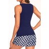 image:imageTankini Swimsuits with Shorts  Two Piece Tummy Control Bathing Suits High Neck Swimwear with Two Side PocketsBlue Geometry