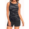 image:imageTankini Swimsuits with Shorts  Two Piece Tummy Control Bathing Suits High Neck Swimwear with Two Side PocketsCamo