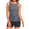 image:imageTankini Swimsuits with Shorts  Two Piece Tummy Control Bathing Suits High Neck Swimwear with Two Side PocketsStriped