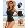 image:imageTankini Tops for Women Swimwear  One Shoulder Swim Top Only Tummy Control Bathing Suit Top No Bottom 2025Black