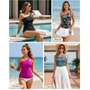 image:imageTankini Tops for Women Swimwear  One Shoulder Swim Top Only Tummy Control Bathing Suit Top No Bottom 2025Black