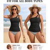 image:imageTankini Tops for Women Swimwear  One Shoulder Swim Top Only Tummy Control Bathing Suit Top No Bottom 2025Black