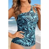 image:imageTankini Tops for Women Swimwear  One Shoulder Swim Top Only Tummy Control Bathing Suit Top No Bottom 2025Blue Paisley