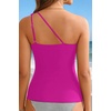 image:imageTankini Tops for Women Swimwear  One Shoulder Swim Top Only Tummy Control Bathing Suit Top No Bottom 2025Purple