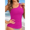 image:imageTankini Tops for Women Swimwear  One Shoulder Swim Top Only Tummy Control Bathing Suit Top No Bottom 2025Purple