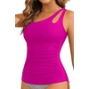 image:imageTankini Tops for Women Swimwear  One Shoulder Swim Top Only Tummy Control Bathing Suit Top No Bottom 2025Purple
