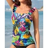 image:imageTankini Tops for Women Swimwear  Tummy Control Bathing Suit Swim Ruffle Swimsuits Top No Bottom 2025Colourful Flowers