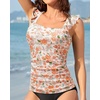 image:imageTankini Tops for Women Swimwear  Tummy Control Bathing Suit Swim Ruffle Swimsuits Top No Bottom 2025Orange Flower