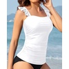 image:imageTankini Tops for Women Swimwear  Tummy Control Bathing Suit Swim Ruffle Swimsuits Top No Bottom 2025White