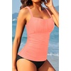 image:imageTummy Control Tankini Swim Tops  Women Ruched Swimsuit Bathing Suit Top Only Modest Slimming Swimwear 2025Coral Pink