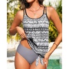 image:imageWomen Blouson Tankini Top Only  Loose Fit Swim Top Bathing Suit No Bottom Modest Swimsuit Swim Tank Top 2025Black Tribal