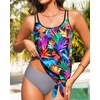 image:imageWomen Blouson Tankini Top Only  Loose Fit Swim Top Bathing Suit No Bottom Modest Swimsuit Swim Tank Top 2025Colorful Leaves