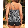 image:imageWomen Tankini with Shorts  Two Piece Bathing Suits One Shoulder Tummy Control Swimsuit 2025 Flowy SwimwearBlack Flower