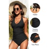 image:imageWomens Halter Tankini Swimsuit  Tummy Control Bathing Suit Two Piece Swimsuit V Neck Swimwear 2025Black