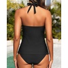 image:imageWomens Halter Tankini Swimsuit  Tummy Control Bathing Suit Two Piece Swimsuit V Neck Swimwear 2025Black