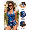 image:imageWomens Halter Tankini Swimsuit  Tummy Control Bathing Suit Two Piece Swimsuit V Neck Swimwear 2025Blue Floral