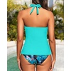 image:imageWomens Halter Tankini Swimsuit  Tummy Control Bathing Suit Two Piece Swimsuit V Neck Swimwear 2025Blue Leaves